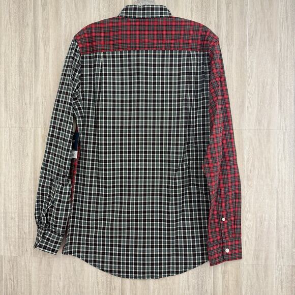 St. Johns Bay Shirt Mens Small Red Black Tartan Mashup Long Sleeve Button-Down - Picture 4 of 14